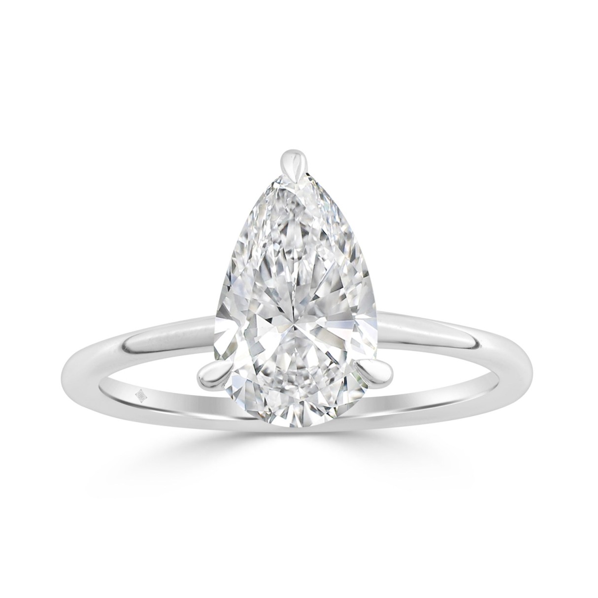 14K WHITE GOLD 2.00CT PEAR/ROUND DIAMOND LADIES RI...