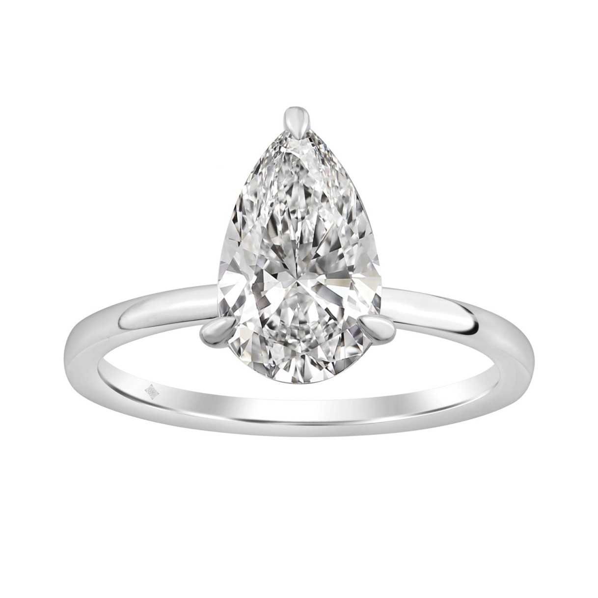 14K WHITE GOLD 2.00CT PEAR/ROUND DIAMOND LADIES RI...
