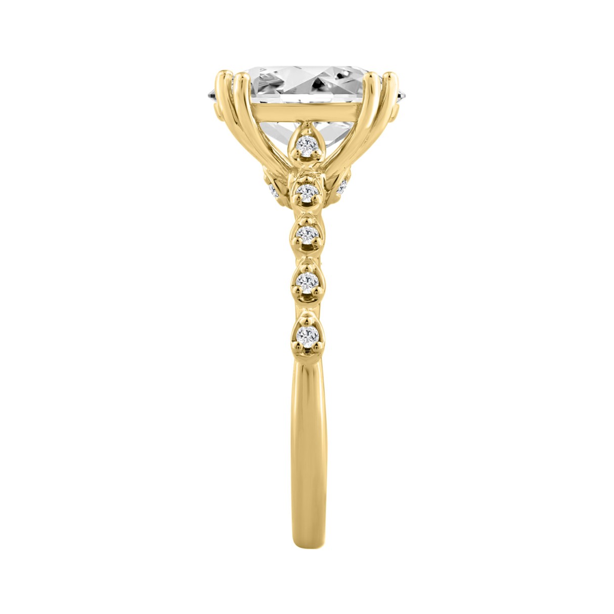 14K YELLOW GOLD 3.00CT ROUND/OVAL DIAMOND LADIES RING (CENTER STONE OVAL DIAMOND 3CT)