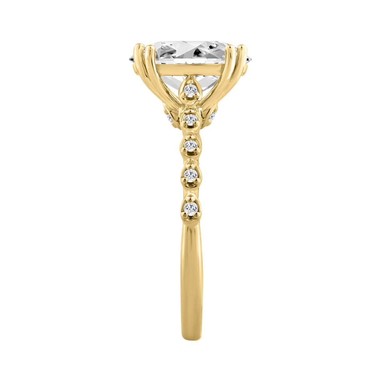 14K YELLOW GOLD 3.00CT ROUND/OVAL DIAMOND LADIES RING (CENTER STONE OVAL DIAMOND 3CT)