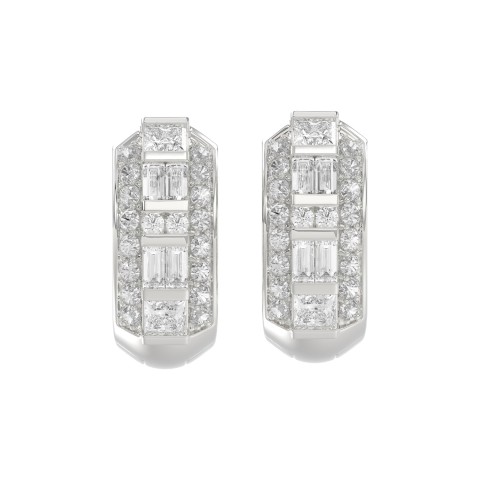 14K WHITE GOLD 1.00CT ROUND/PRINCESS/BAGUETTE DIAMOND LADIES EARRINGS 14K WHITE GOLD 1.00CT ROUND/PRINCESS/BAGUETTE DIAMOND LADIES EARRINGS