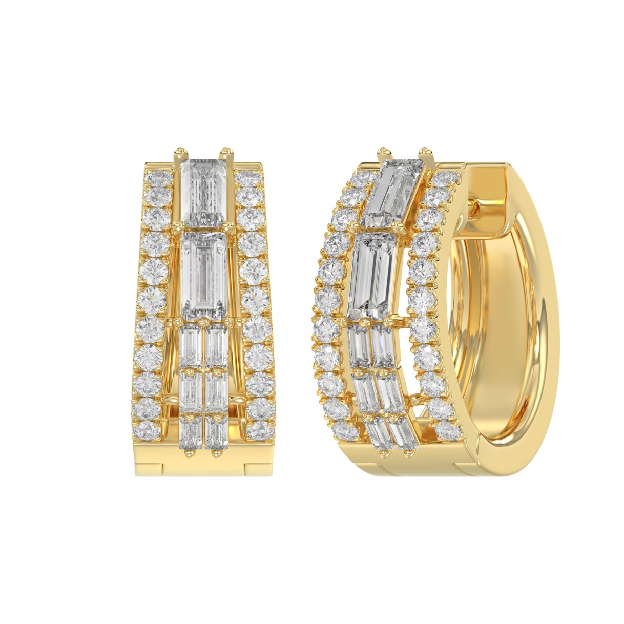 Classic 10K Yellow Gold  Round & Baguette Lab Grow...