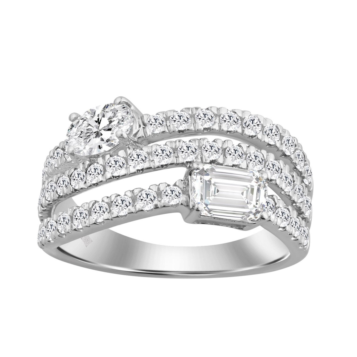 14K WHITE GOLD 1 3/4CT ROUND/OVAL/EMERALD DIAMOND ...