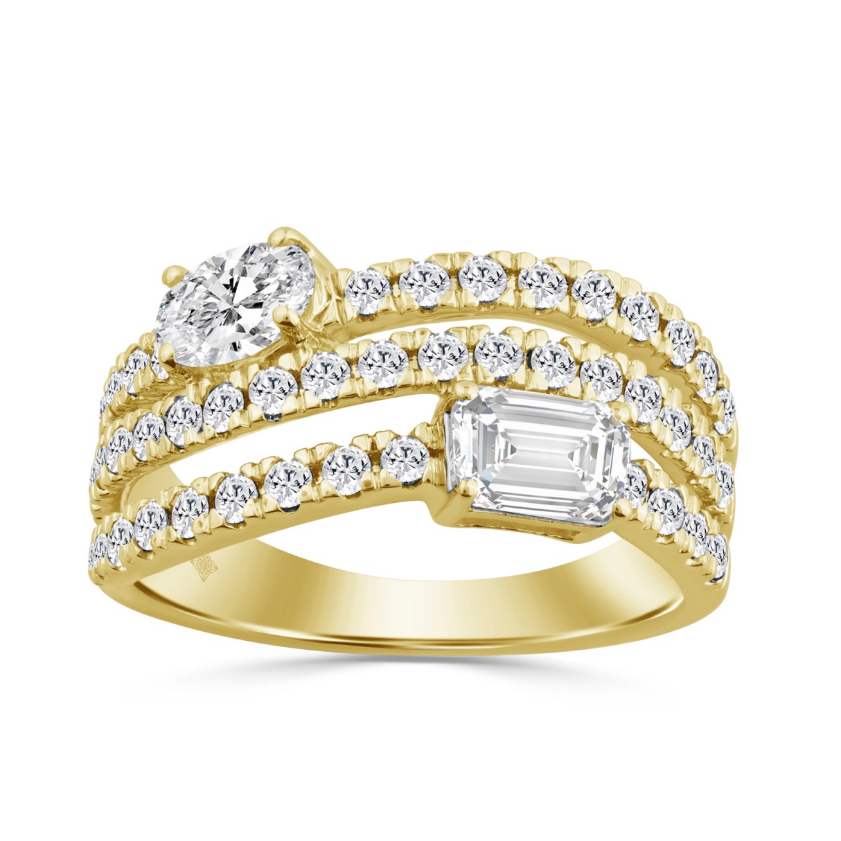 14K YELLOW GOLD 1 3/4CT ROUND/OVAL/EMERALD DIAMOND...