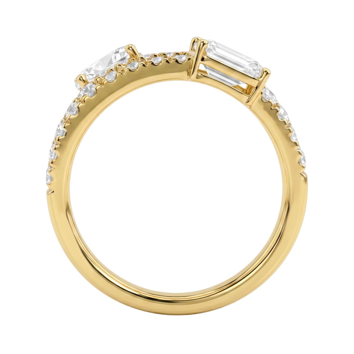 14K YELLOW GOLD 1 3/4CT ROUND/OVAL/EMERALD DIAMOND LADIES RING (CENTER STONE OVAL DIAMOND 3/8CT)