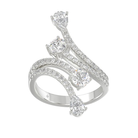14K WHITE GOLD 2.00CT ROUND/PEAR DIAMOND LADIES RING