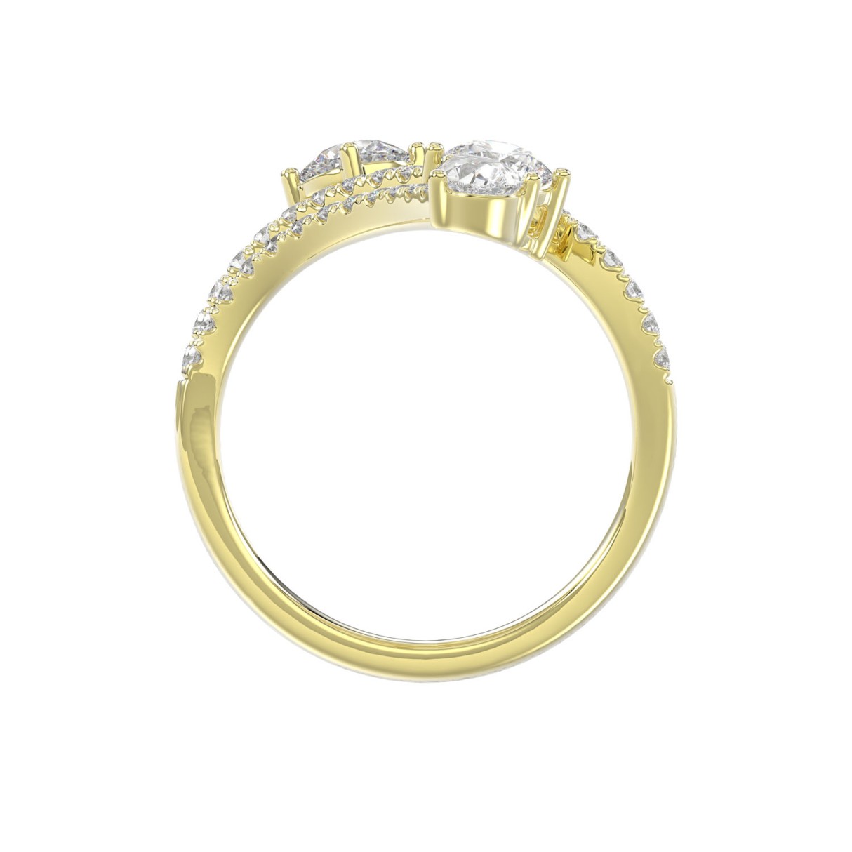 14K YELLOW GOLD 2.00CT ROUND/PEAR DIAMOND LADIES RING