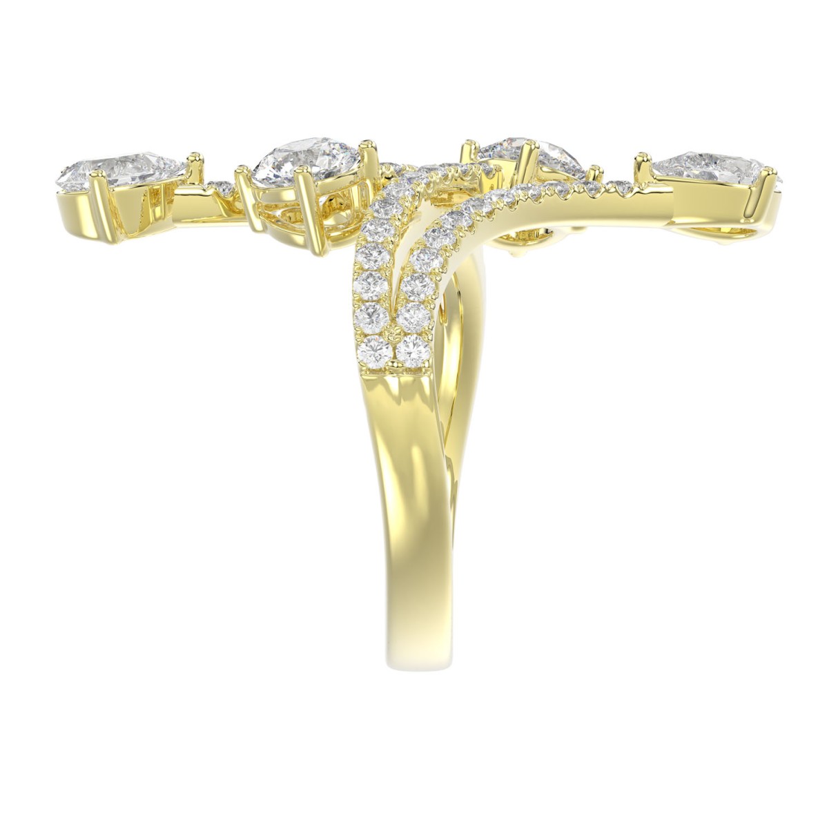 14K YELLOW GOLD 2.00CT ROUND/PEAR DIAMOND LADIES RING