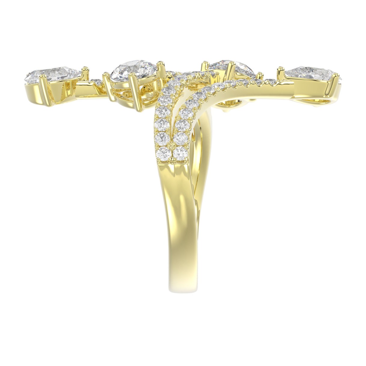 14K YELLOW GOLD 2.00CT ROUND/PEAR DIAMOND LADIES RING