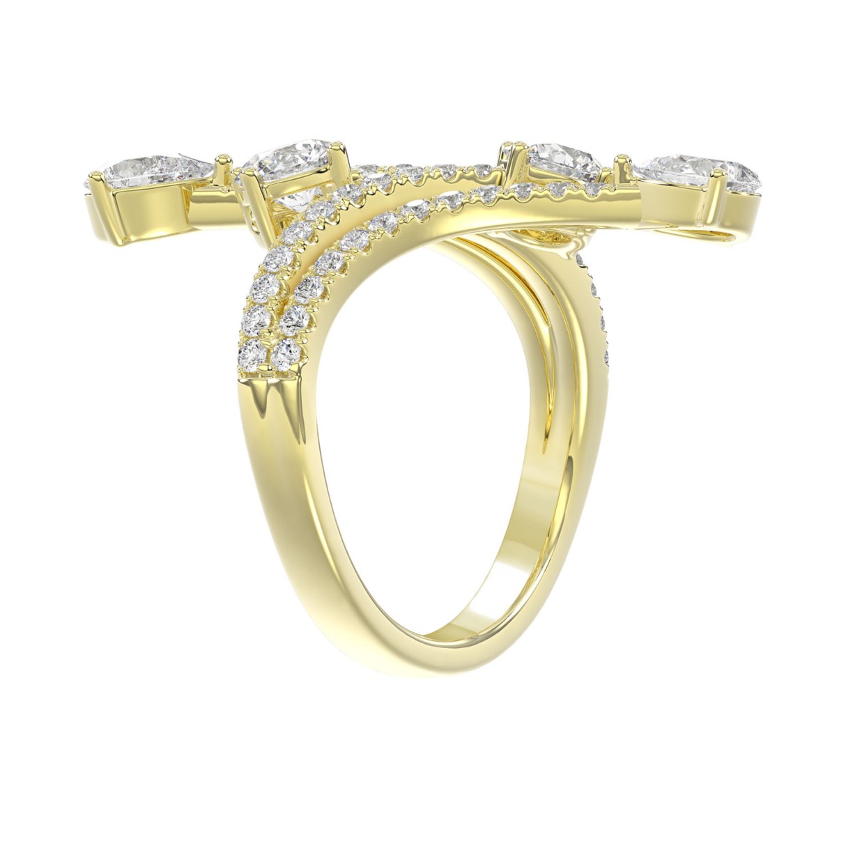 14K YELLOW GOLD 2.00CT ROUND/PEAR DIAMOND LADIES RING