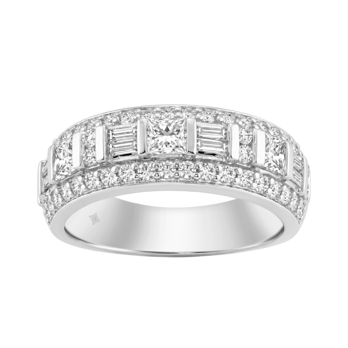 14K WHITE GOLD 1 1/4CT ROUND/BAGUETTE/PRINCESS DIA...