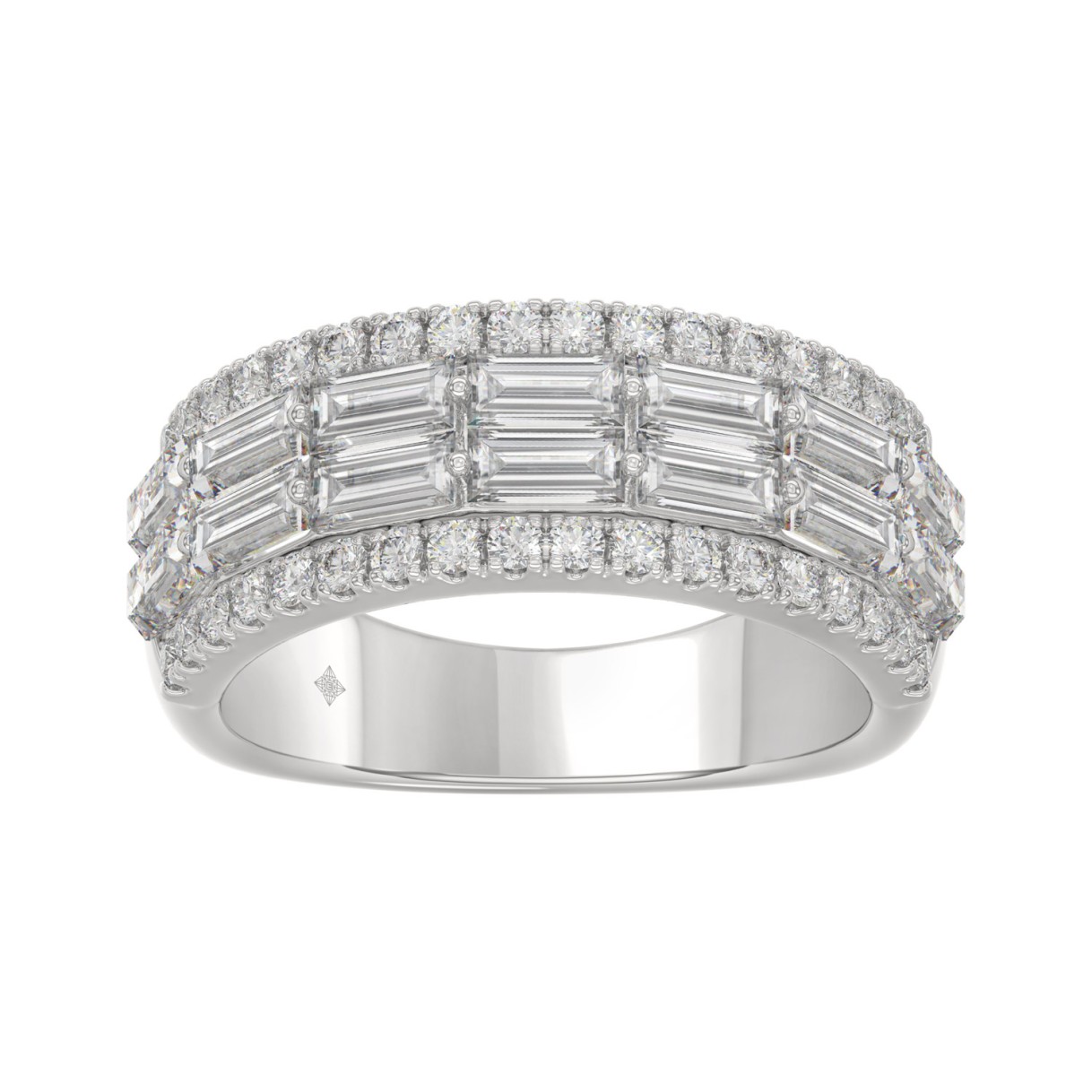 14K WHITE GOLD 1 1/4CT ROUND/BAGUETTE DIAMOND LADI...