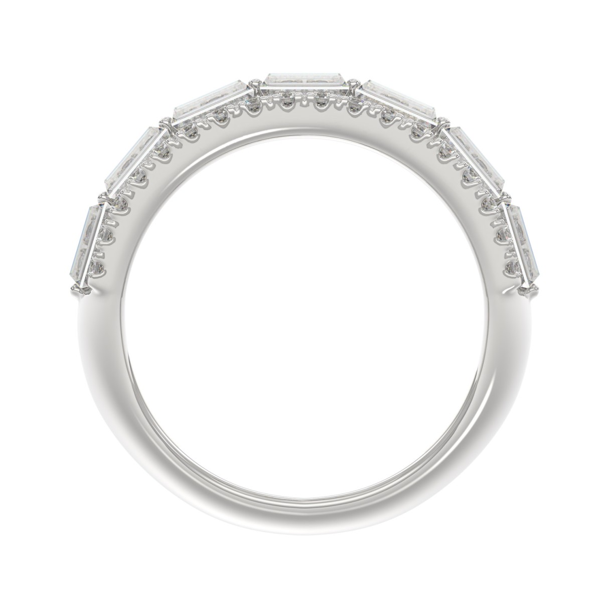 14K WHITE GOLD 1 1/4CT ROUND/BAGUETTE DIAMOND LADIES BAND