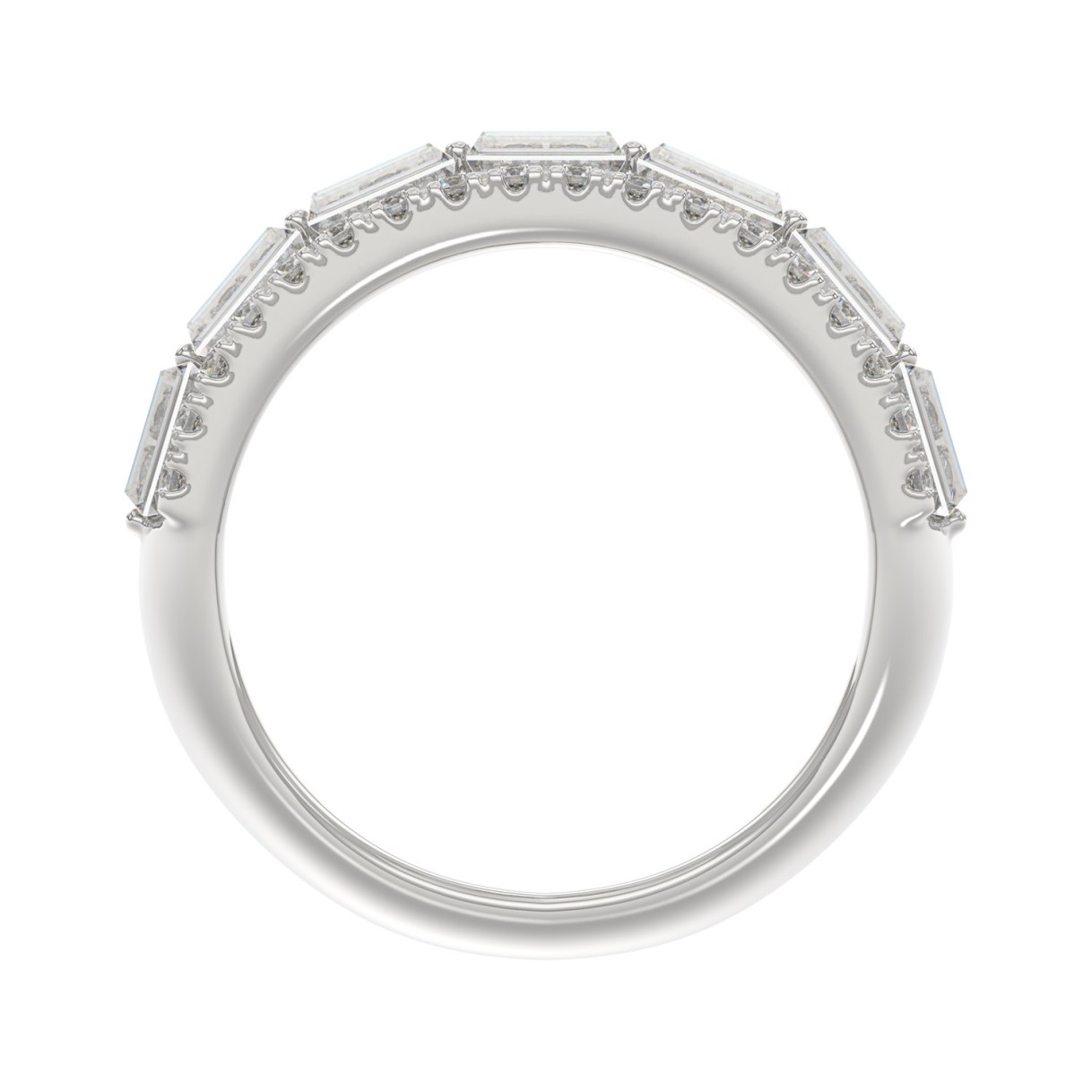 14K WHITE GOLD 1 1/4CT ROUND/BAGUETTE DIAMOND LADIES BAND