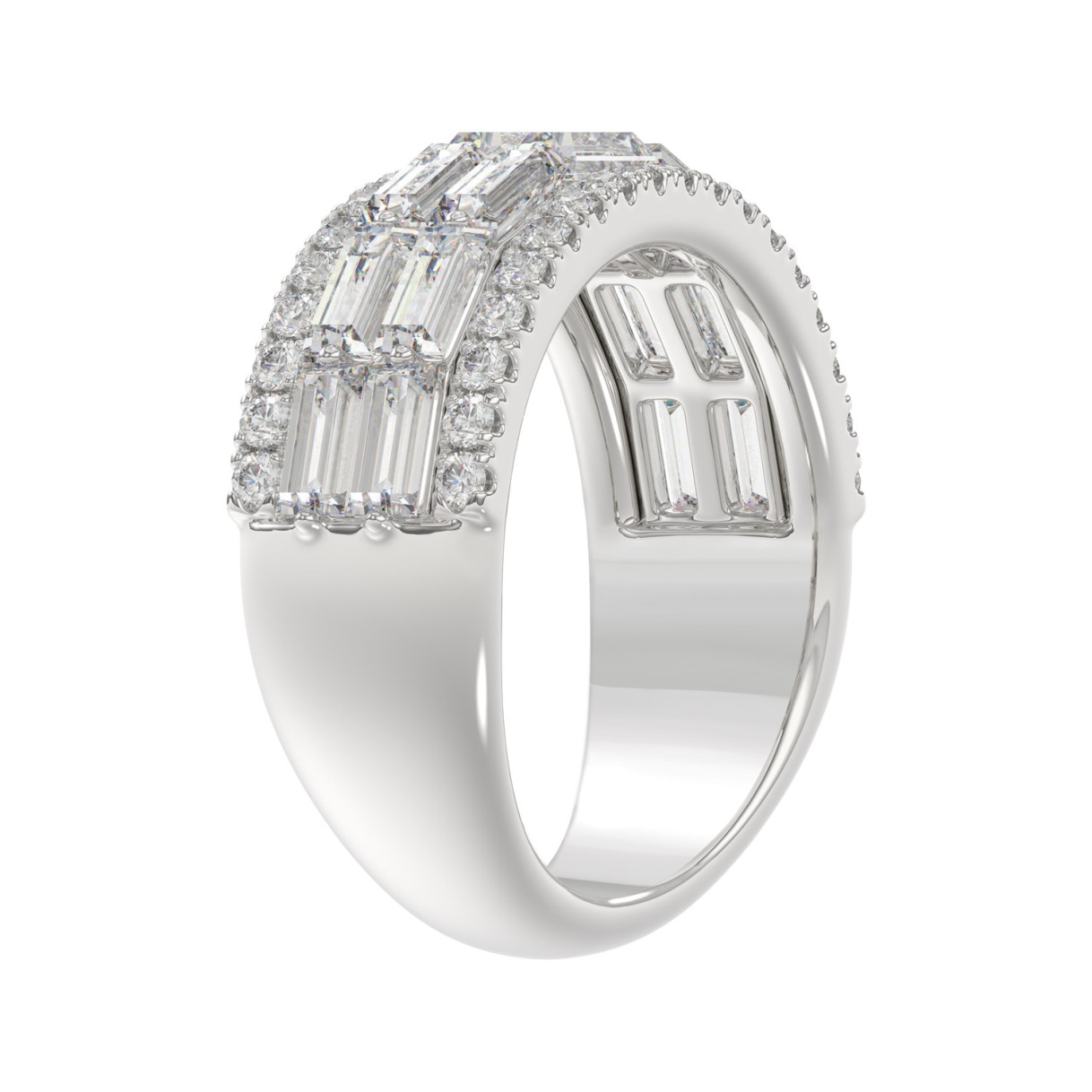 14K WHITE GOLD 1 1/4CT ROUND/BAGUETTE DIAMOND LADIES BAND