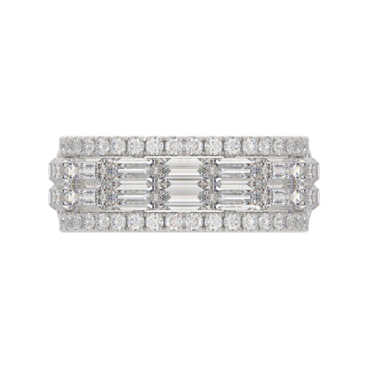 14K WHITE GOLD 1 1/4CT ROUND/BAGUETTE DIAMOND LADIES BAND