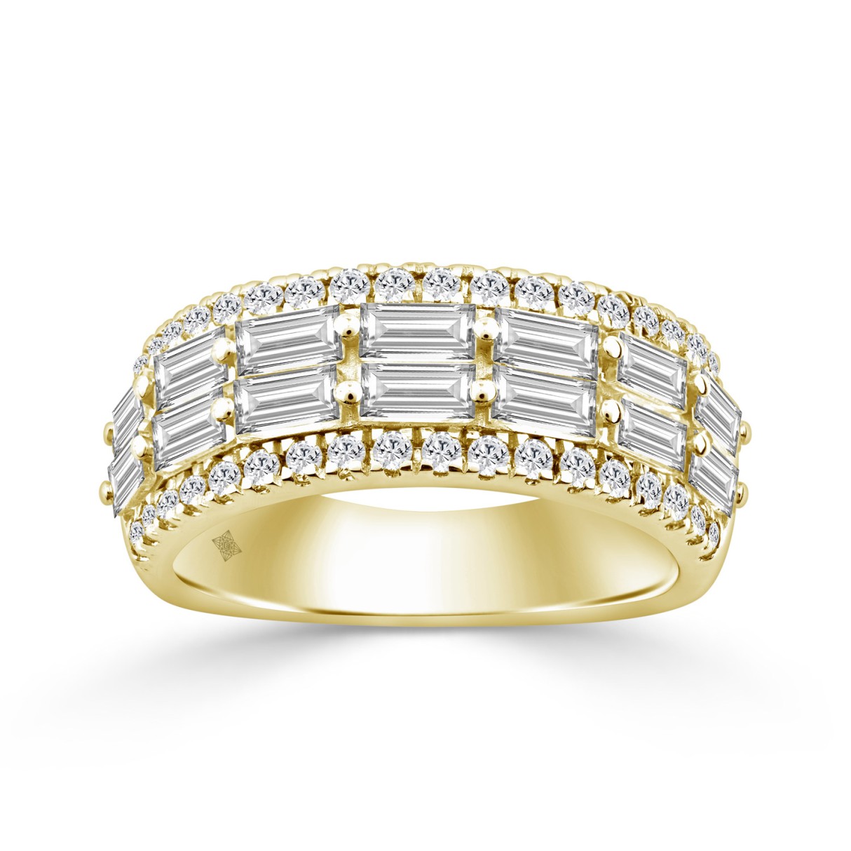 14K YELLOW GOLD 1 1/4CT ROUND/BAGUETTE DIAMOND LADIES BAND