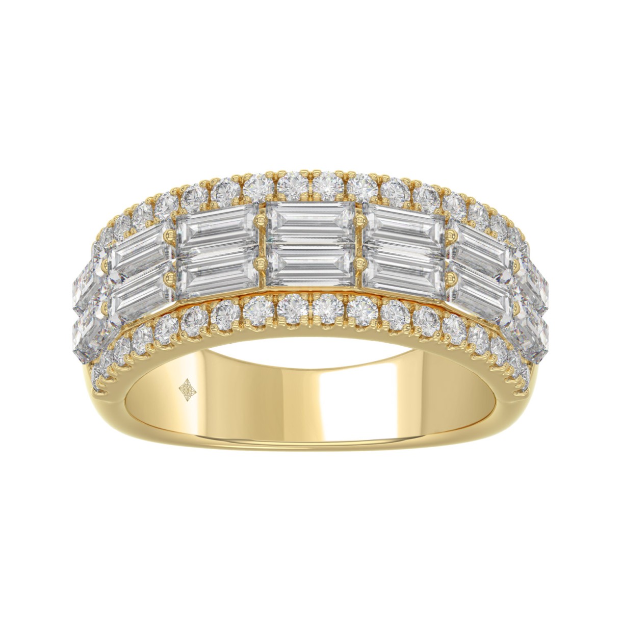 14K YELLOW GOLD 1 1/4CT ROUND/BAGUETTE DIAMOND LAD...