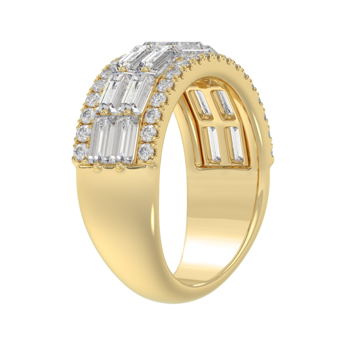 14K YELLOW GOLD 1 1/4CT ROUND/BAGUETTE DIAMOND LADIES BAND