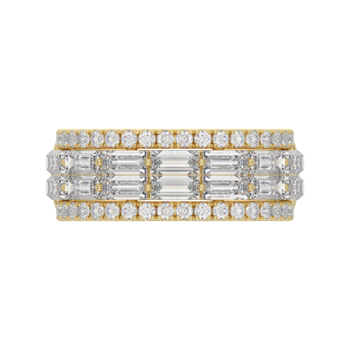 14K YELLOW GOLD 1 1/4CT ROUND/BAGUETTE DIAMOND LADIES BAND