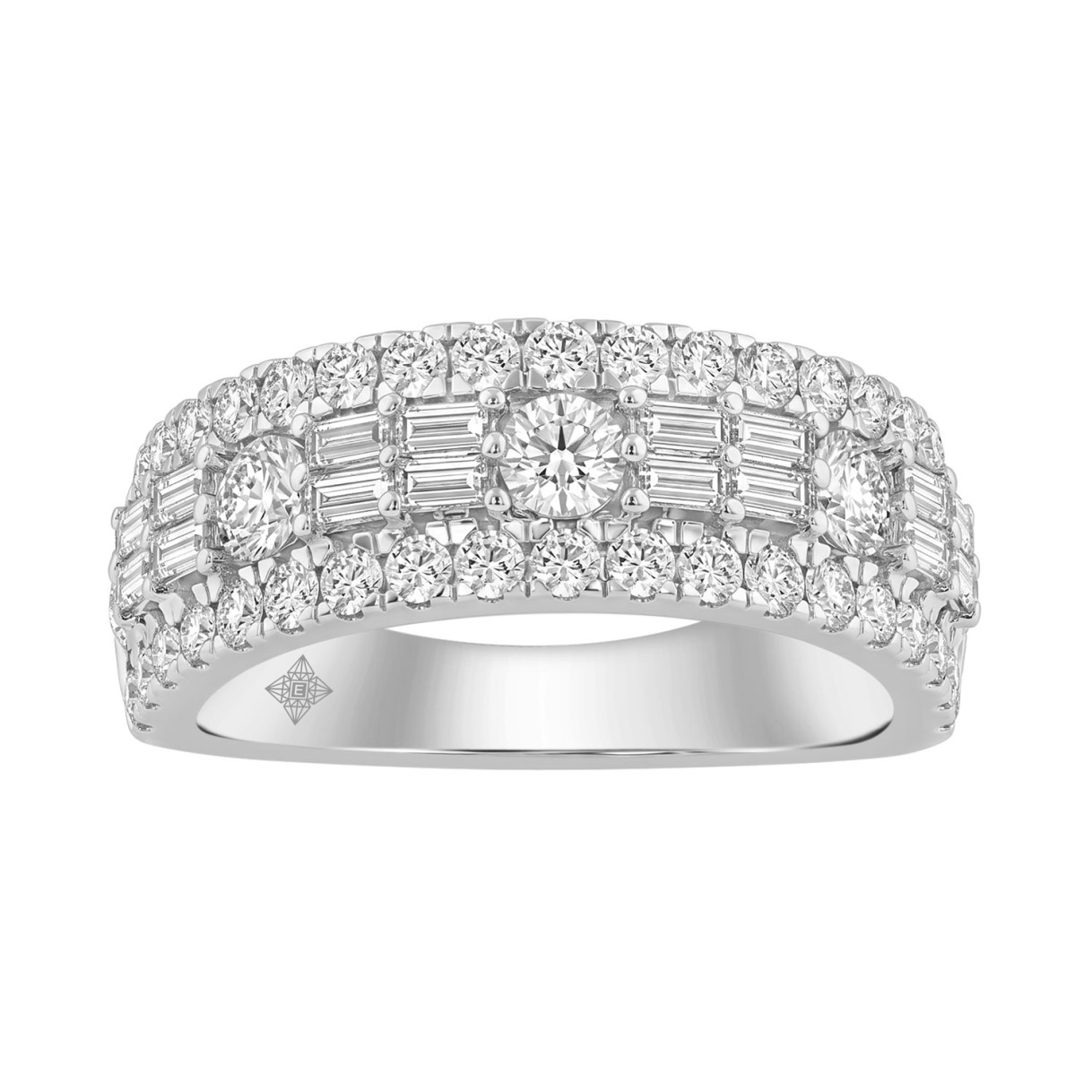 14K WHITE GOLD 1 1/2CT ROUND/BAGUETTE DIAMOND LADI...