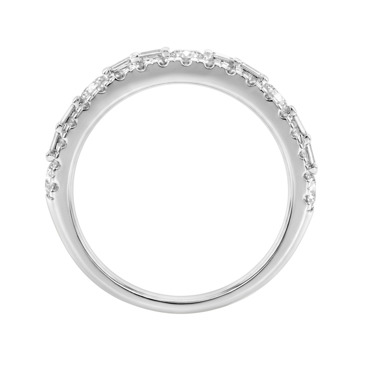 14K WHITE GOLD 1 1/2CT ROUND/BAGUETTE DIAMOND LADIES BAND