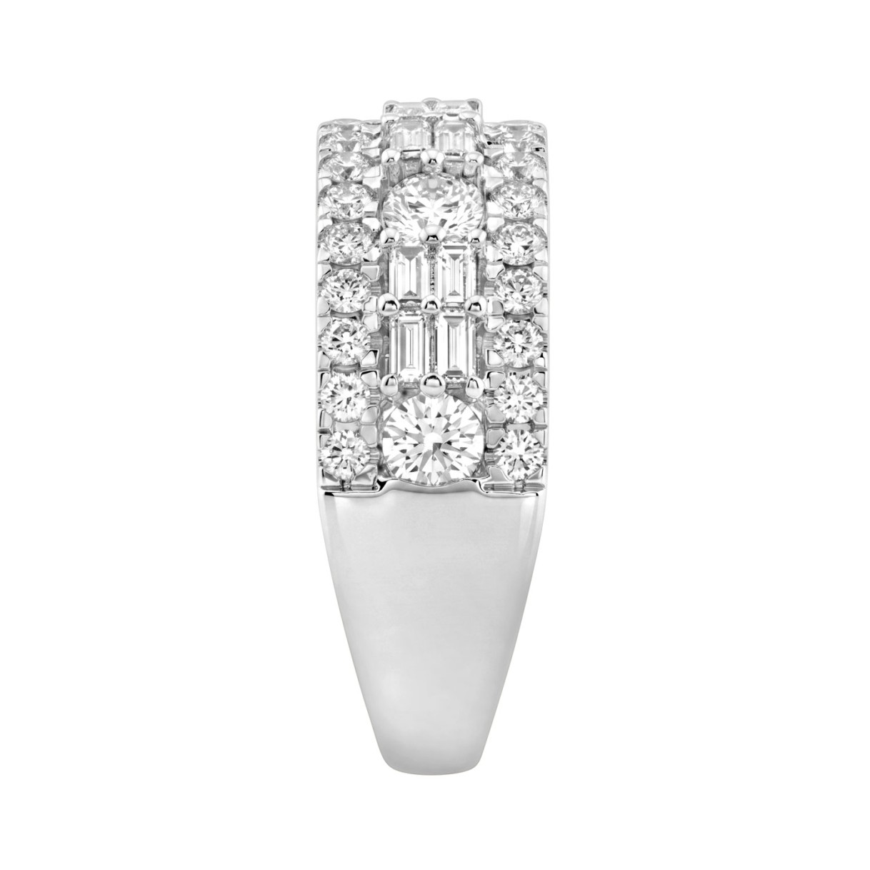 14K WHITE GOLD 1 1/2CT ROUND/BAGUETTE DIAMOND LADIES BAND
