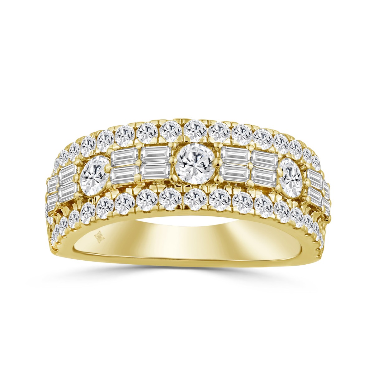 14K YELLOW GOLD 1 1/2CT ROUND/BAGUETTE DIAMOND LAD...