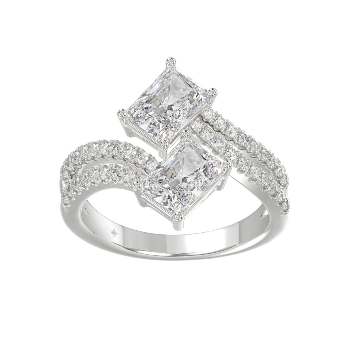 14K WHITE GOLD 2 1/4CT ROUND/RADIANT DIAMOND LADIE...