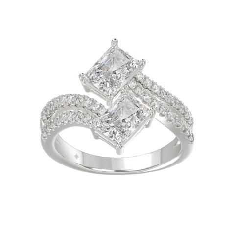 14K WHITE GOLD 2 1/4CT ROUND/RADIANT DIAMOND LADIES RING (CENTER STONE RADIANT DIAMOND 2CT)