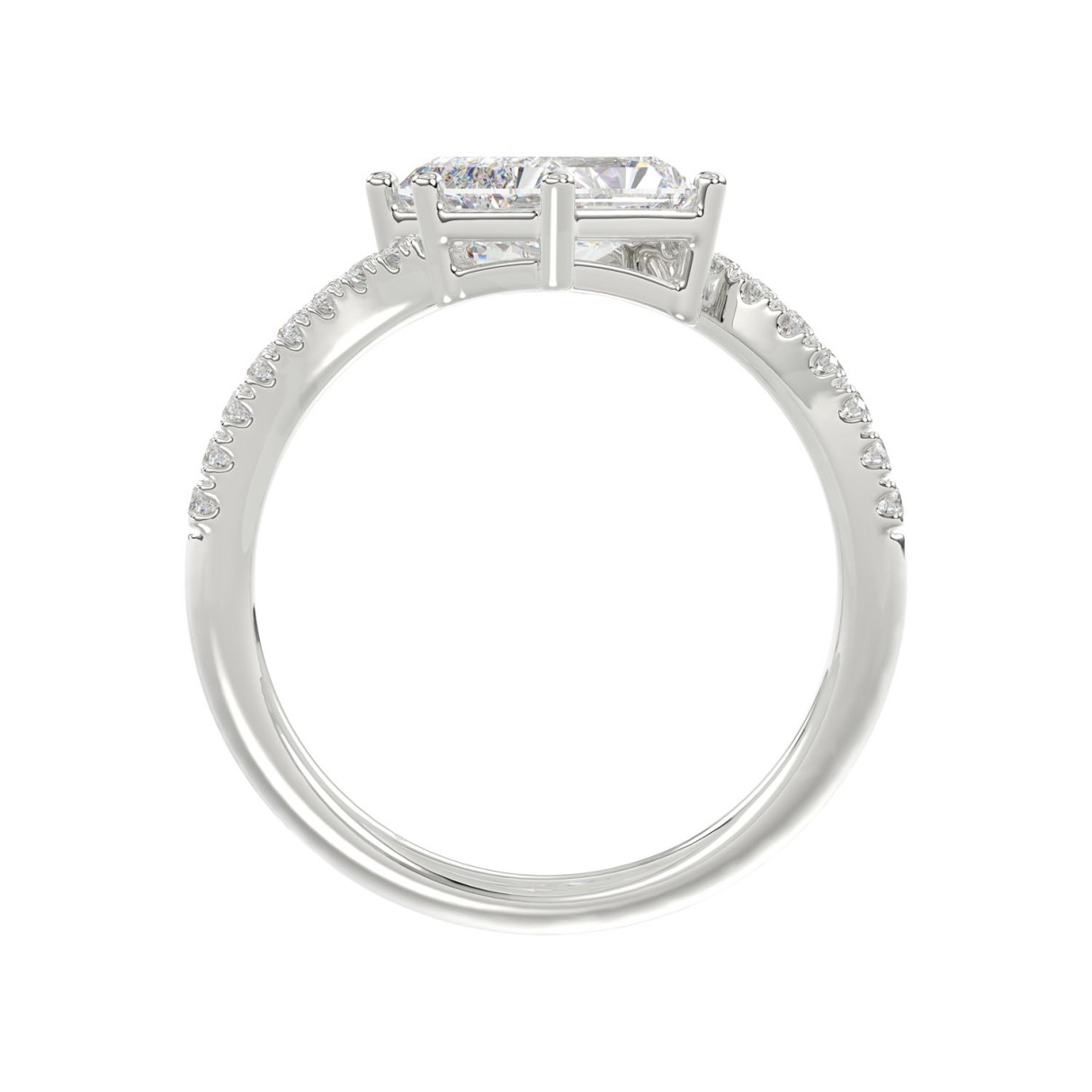14K WHITE GOLD 2 1/4CT ROUND/RADIANT DIAMOND LADIES RING (CENTER STONE RADIANT DIAMOND 2CT)