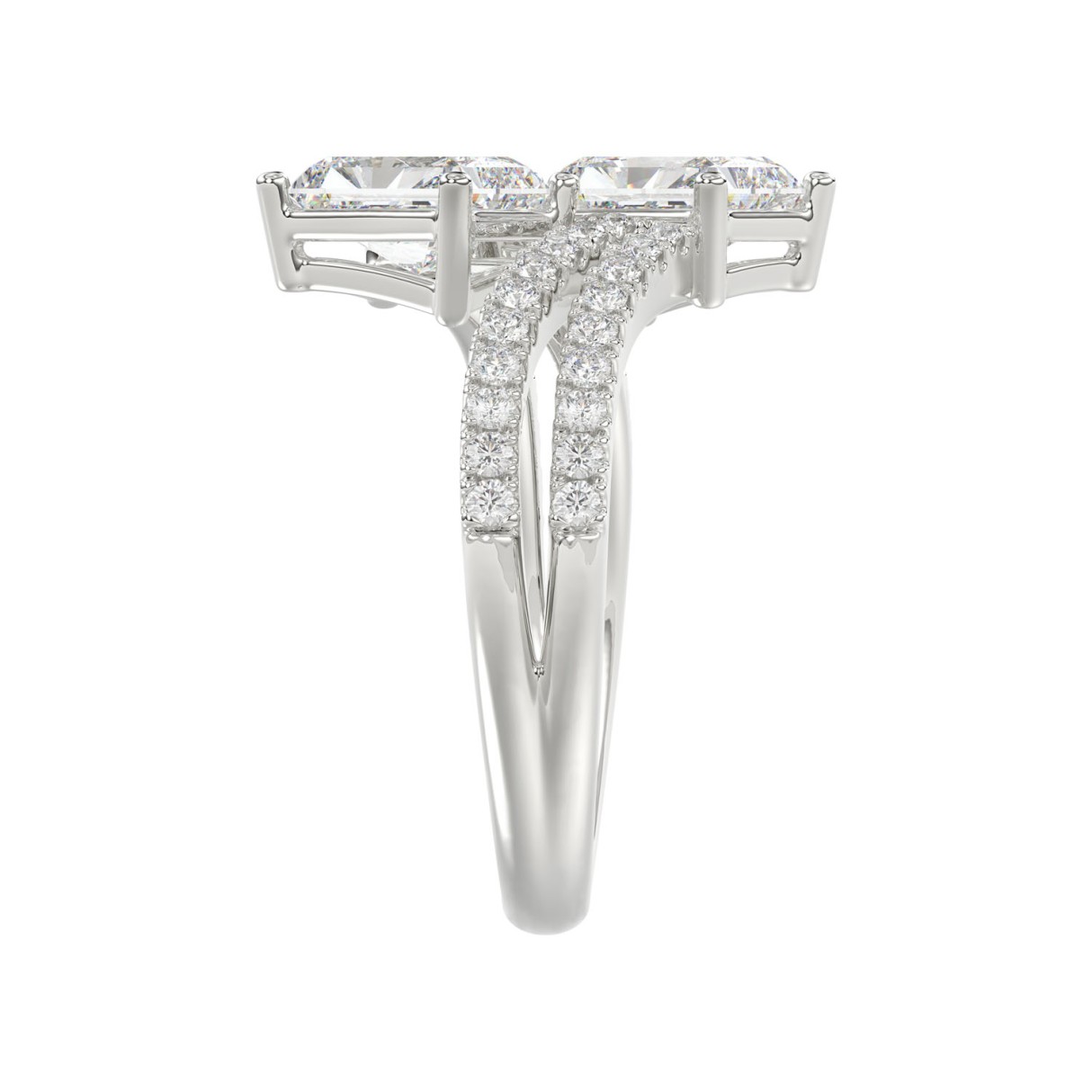 14K WHITE GOLD 2 1/4CT ROUND/RADIANT DIAMOND LADIES RING (CENTER STONE RADIANT DIAMOND 2CT)