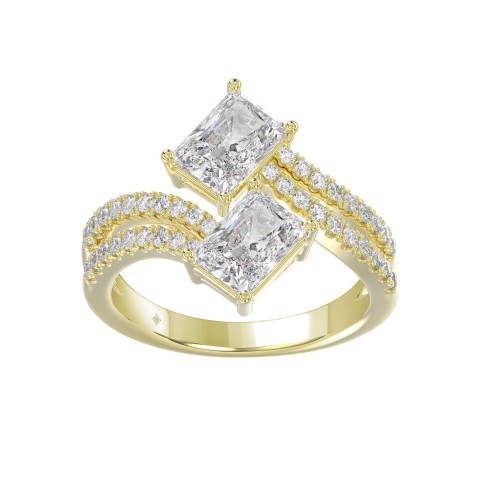 14K YELLOW GOLD 2 1/4CT ROUND/RADIANT DIAMOND LADIES RING (CENTER STONE RADIANT DIAMOND 2CT)