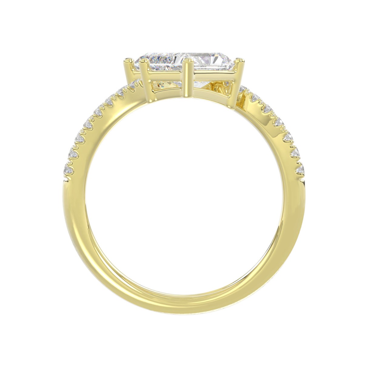 14K YELLOW GOLD 2 1/4CT ROUND/RADIANT DIAMOND LADIES RING (CENTER STONE RADIANT DIAMOND 2CT)