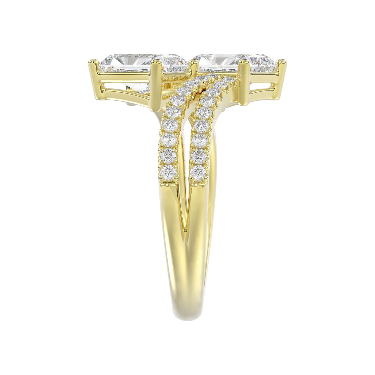 14K YELLOW GOLD 2 1/4CT ROUND/RADIANT DIAMOND LADIES RING (CENTER STONE RADIANT DIAMOND 2CT)