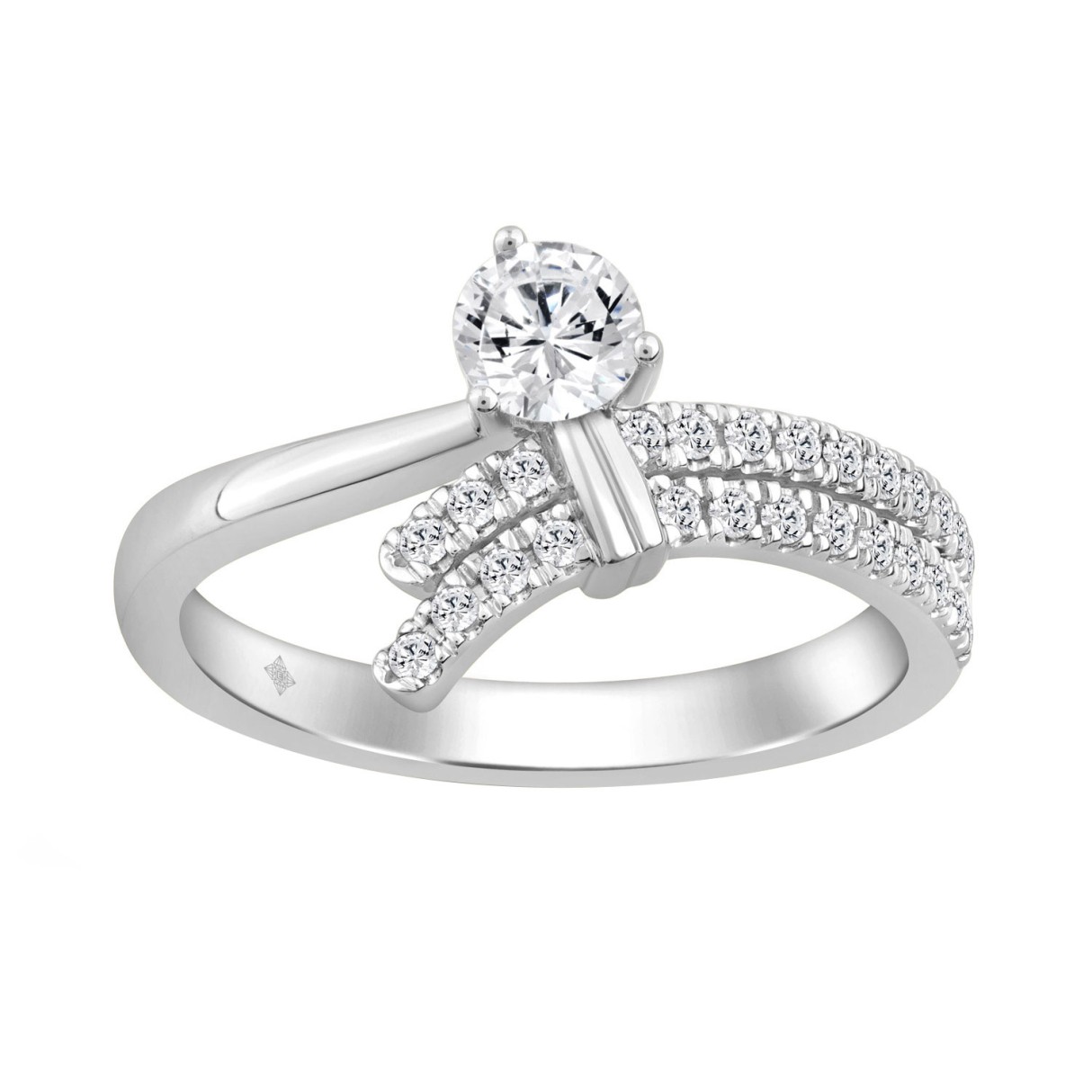 Ladies 10K White Gold Round Diamond Ring 1/2Ct Rou...