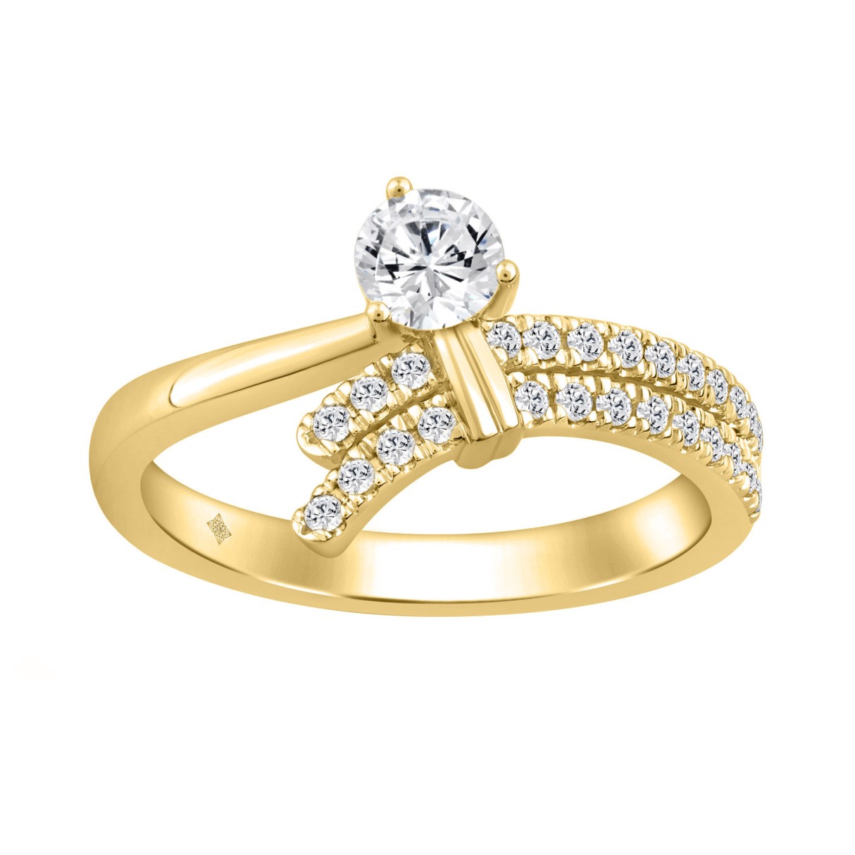 Ladies 10K Yellow Gold Round Diamond Ring 1/2Ct Ro...
