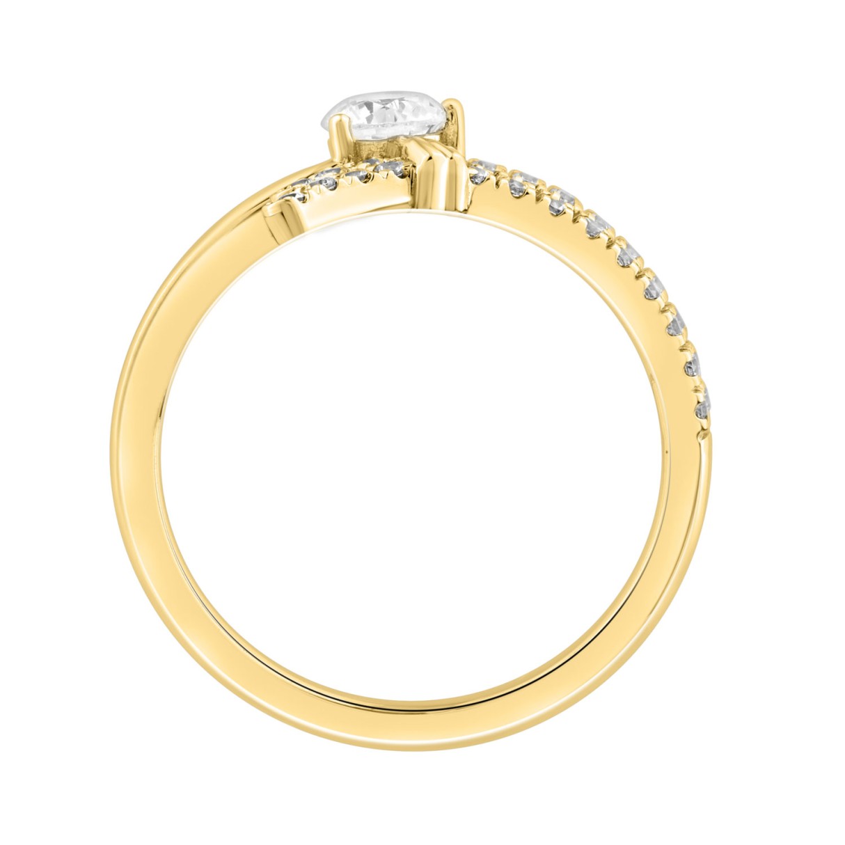 Ladies 10K Yellow Gold Round Diamond Ring 1/2Ct Round Brilliant Engagement Fashion Ring (Color F-G -Clarity Vs1/Vs2)