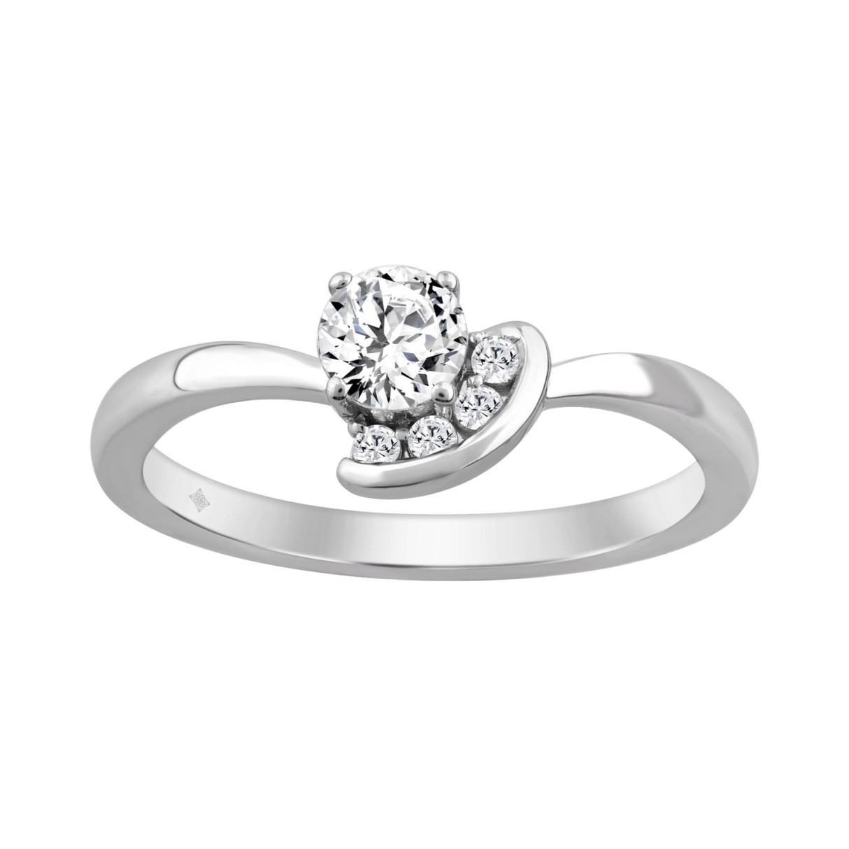 Elegant 10K White Gold Round Diamond Engagement Ri...