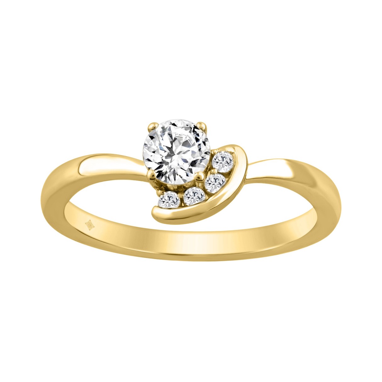 Elegant 10K Yellow Gold Round Diamond Engagement R...