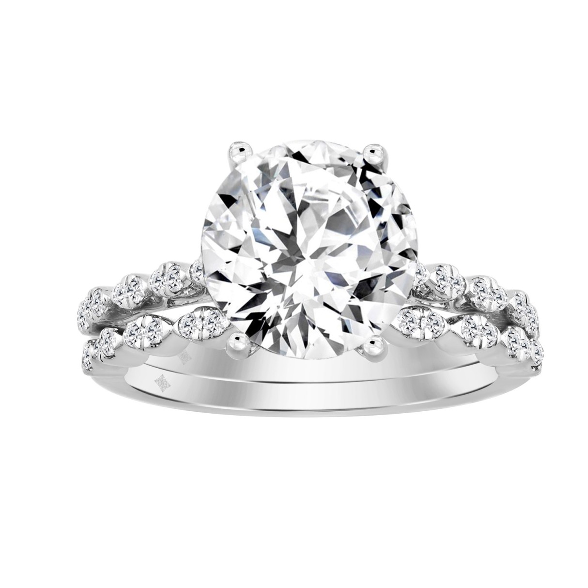 14K WHITE GOLD 3 1/3CT ROUND DIAMOND LADIES BRIDAL...