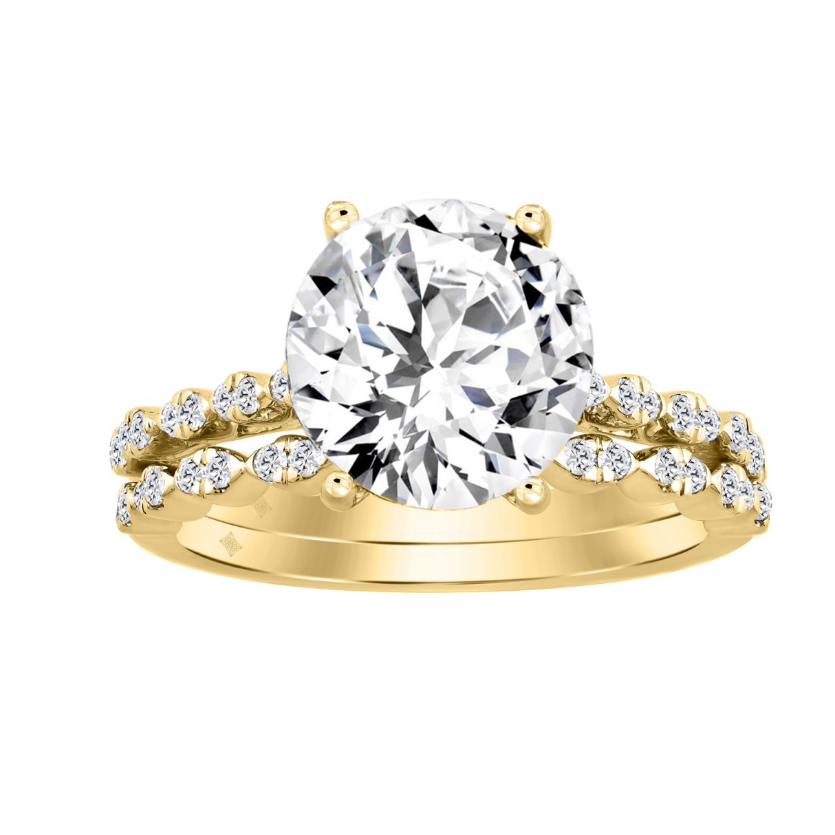 14K YELLOW GOLD 3 1/3CT ROUND DIAMOND LADIES BRIDA...