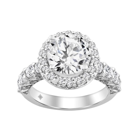 14K WHITE GOLD 4 1/2CT ROUND DIAMOND LADIES RING (CENTER STONE ROUND DIAMOND 3CT)
