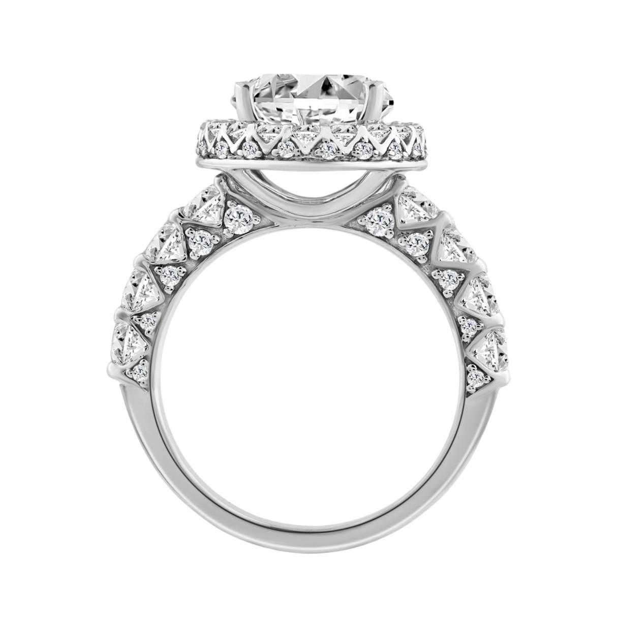 14K WHITE GOLD 4 1/2CT ROUND DIAMOND LADIES RING (CENTER STONE ROUND DIAMOND 3CT)
