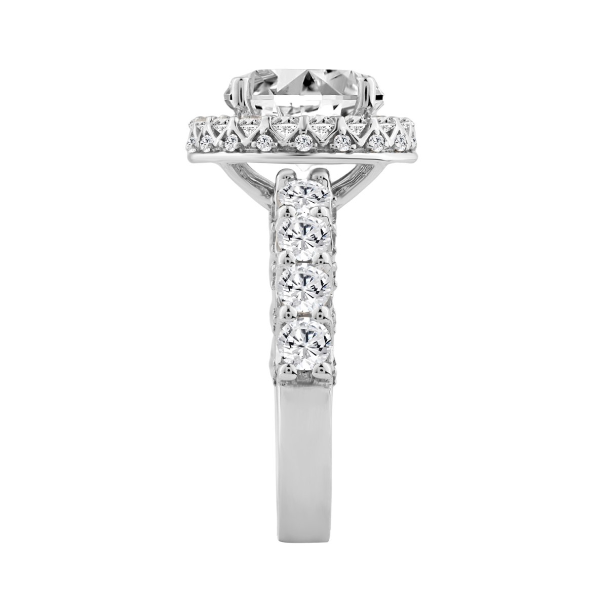 14K WHITE GOLD 4 1/2CT ROUND DIAMOND LADIES RING (CENTER STONE ROUND DIAMOND 3CT)