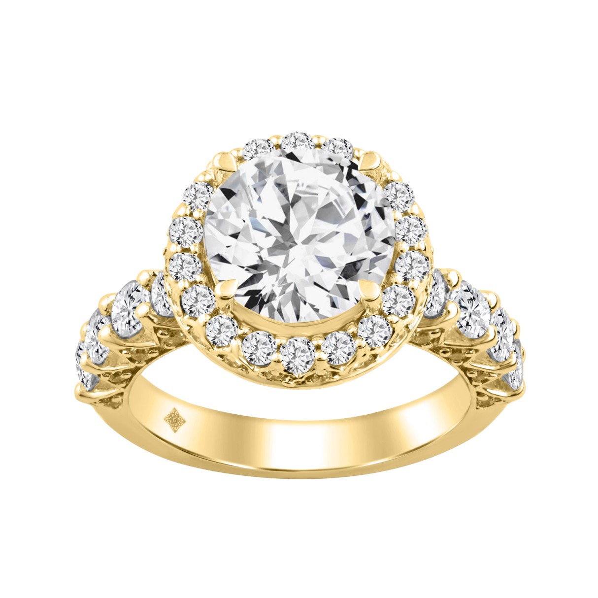 14K YELLOW GOLD 4 1/2CT ROUND DIAMOND LADIES RING ...