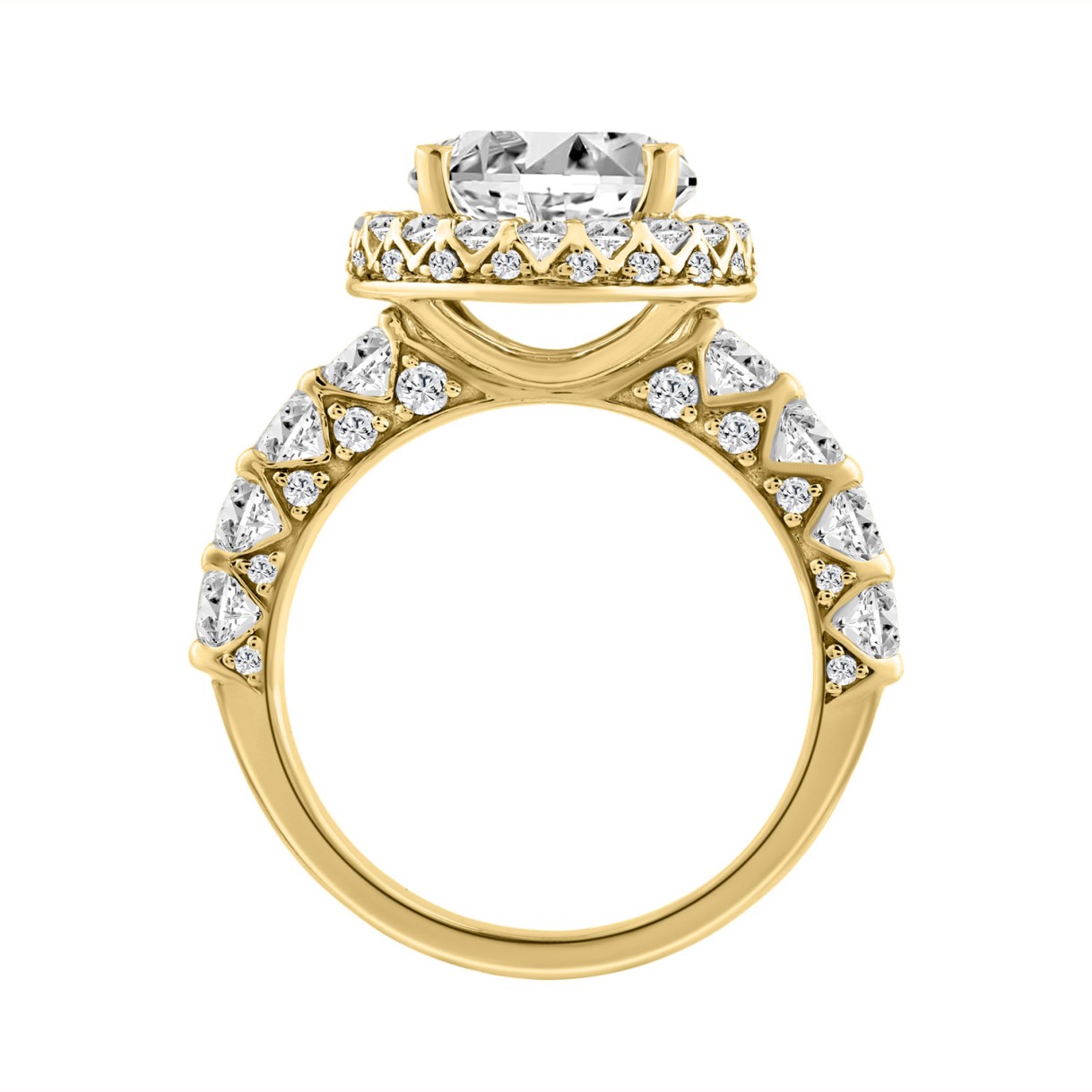 14K YELLOW GOLD 4 1/2CT ROUND DIAMOND LADIES RING (CENTER STONE ROUND DIAMOND 3CT)