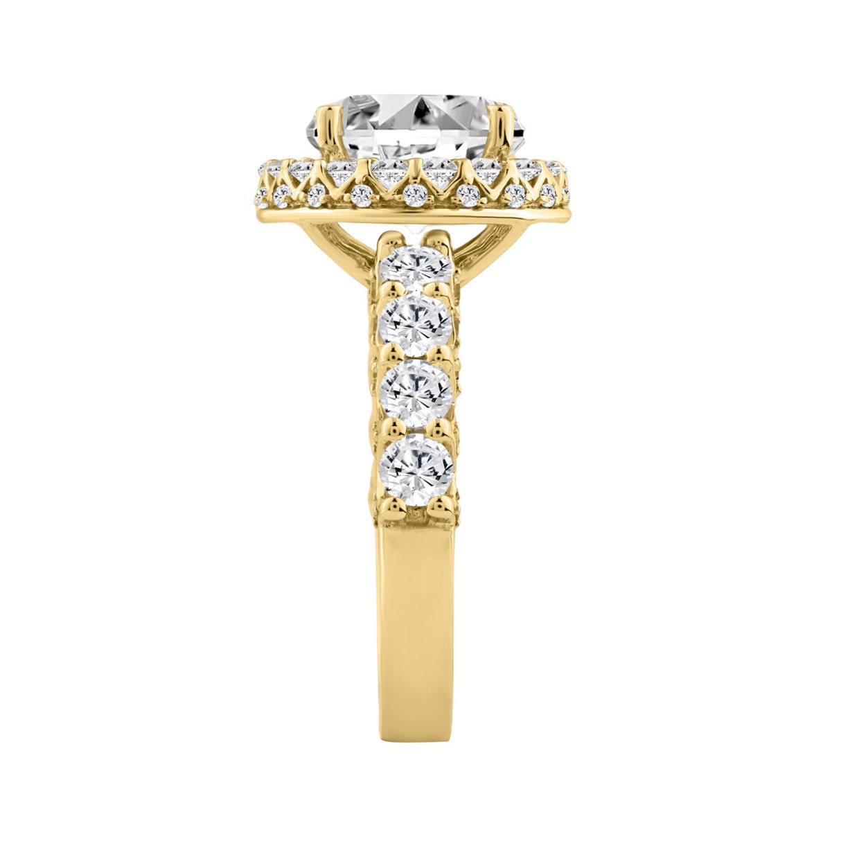 14K YELLOW GOLD 4 1/2CT ROUND DIAMOND LADIES RING (CENTER STONE ROUND DIAMOND 3CT)