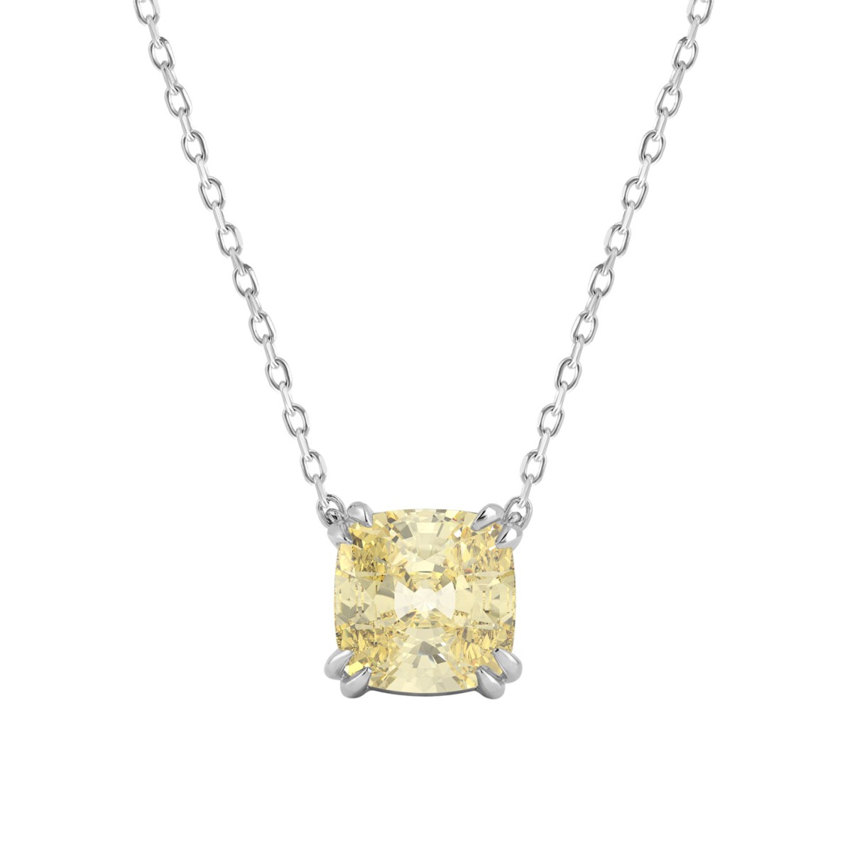 14K WHITE GOLD 2.00CT YELLOW CUSHION  DIAMOND LADI...