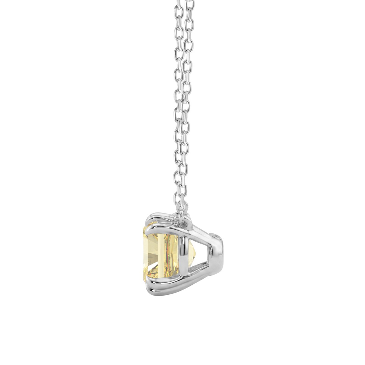 14K WHITE GOLD 2.00CT YELLOW CUSHION  DIAMOND LADIES PENDANT